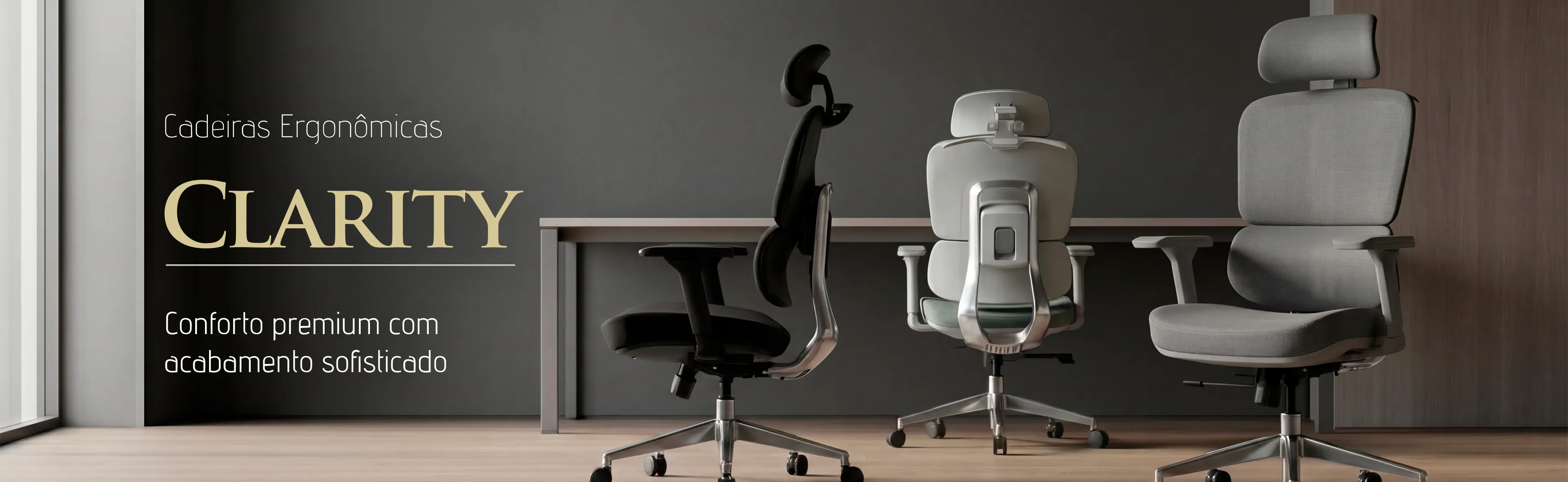 Cadeira ergonômica Comfy® Clarity e Clarity Lite em tecido com braços 4D e assento deslizante