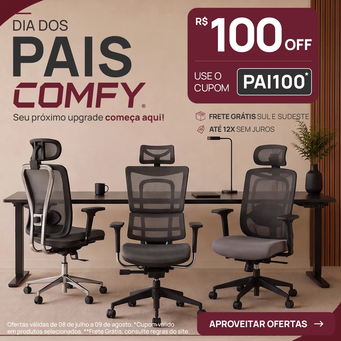 Dia dos Pais Comfy: Até R$100 OFF com o cupom PAI100