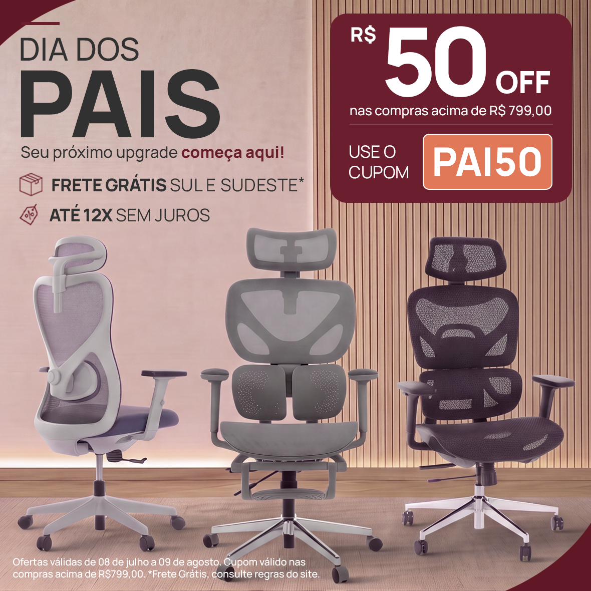 Dia dos Pais Comfy: R$50 OFF para compras acima de R$799 com cupom PAI50