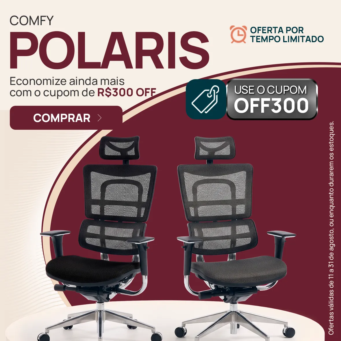 Cadeira Comfy Polaris com Desconto no Festival de Cupons Comfy 2026