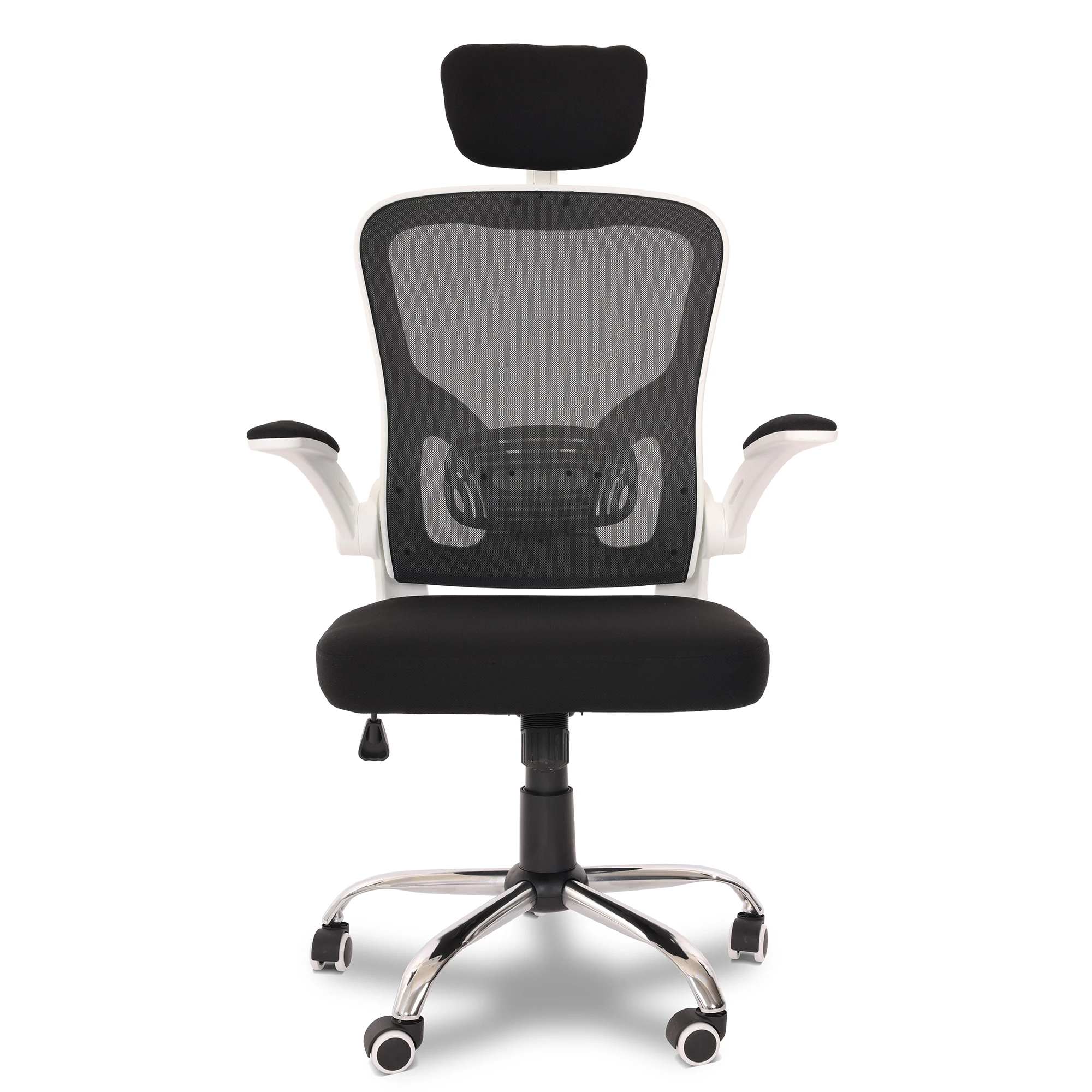 Cadeira de Escritório Flexy Way Plus Branca Tela Mesh Preta, Base Giratória e Sistema Relax