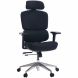 Cadeira de Escritório Comfy Clarity Preta Tecido Preto, Base Alumínio Braço 4D, Assento Deslizante