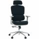 Cadeira de Escritório Comfy Clarity Cinza Tecido Preto, Base Alumínio, Braço 4D, Assento Deslizante Relax