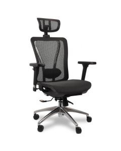 Cadeira de Escritório Comfy Caprice Tela Mesh Preta, Base Alumínio, Braço 3D, Assento Deslizante e Relax Avançado