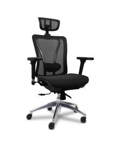 Cadeira de Escritório Comfy Caprice Tela Mesh Preta, Base Alumínio, Braço 3D, Assento Deslizante e Relax Avançado