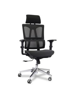 Cadeira de Escritório Comfy ErgoFuture Tela Mesh Preta, Base Alumínio, Assento Deslizante e Relax Avançado