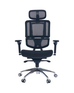 Cadeira de Escritório Comfy Ergofy Top Tela Mesh Preta, Estrutura em Alumínio e 10 Regulagens