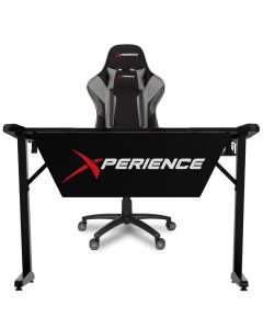 Kit Mesa Gamer + Cadeira Gamer Xperience Deluxe em Tecido Cinza, Braço Ajustável e Sistema de Inclinação Avançado