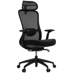 Cadeira de Escritório Comfy Elara Preta Tela Mesh Preta, Mecanismo Syncro Assento Deslizante