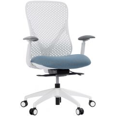 Cadeira de Escritório Comfy Nyx Encosto PA Cinza Assento Deslizante Azul Mecanismo Syncro