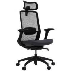 Cadeira de Escritório Comfy Polyn Preta Tela Mesh Preta Braços 4D Mecanismo Syncro Assento Deslizante