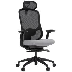 Cadeira de Escritório Comfy Stella Preta Assento Cinza Braços 4D Mecanismo Syncro Assento Deslizante