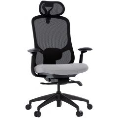 Cadeira de Escritório Comfy Stella Preta Assento Cinza Braços 4D Mecanismo Syncro Assento Deslizante