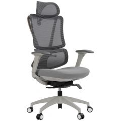 Cadeira de Escritório Comfy Versa Cinza Tela Mesh Cinza, Braço 4D e Assento e Encosto Ajustáveis