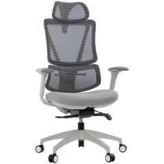 Cadeira de Escritório Comfy Versa Cinza Tela Mesh Cinza, Braço 4D e Assento e Encosto Ajustáveis
