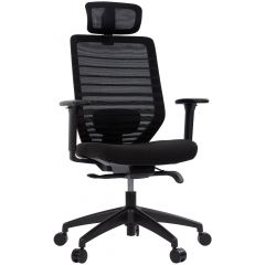 Cadeira de Escritório Comfy York Preta Tela Mesh Preta, Mecanismo Syncro Assento Deslizante