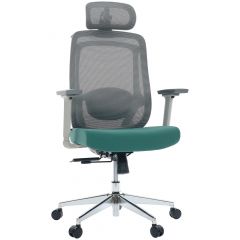Cadeira de Escritório Comfy Aurora Cinza Mesh Cinza e Verde Sálvia Braço 3D Assento Deslizante e Relax