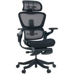 Cadeira de Escritório Comfy Specter Preta Tela Mesh Cinza, Multiajustável, Braço e Apoio de Cabeça 3D