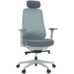 Cadeira de Escritório Comfy Tauris Cinza Tecido Verde, Braço 3D e Assento Deslizante