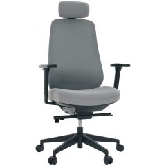 Cadeira de Escritório Comfy Tauris Preta Tecido Cinza, Braço 3D e Assento Deslizante