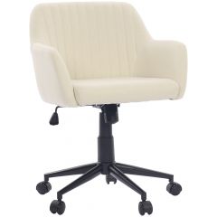 Cadeira Giratória Comfy Clari SW Base Metal Estofada em Linho Creme