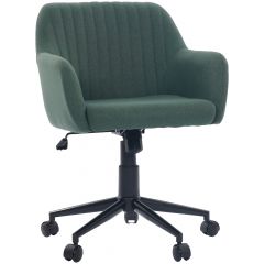 Cadeira Giratória Comfy Clari SW Base Metal Estofada em Linho Verde