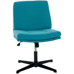 Cadeira Giratória Flexy Coris Base Preta e Tecido Azul Mediterrâneo