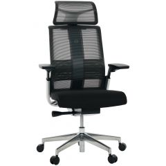 Cadeira de Escritório Comfy Match Plush Tela Mesh Preta, Suporte SS, Braço e Apoio de Cabeça 4D