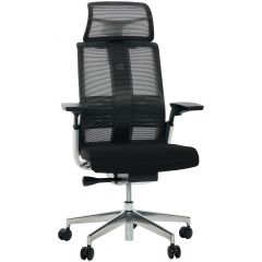 Cadeira de Escritório Comfy Match Plush Tela Mesh Preta, Suporte SSS, Braço e Apoio de Cabeça 4D