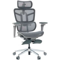 Cadeira de Escritório Comfy Helios Cinza Tela Mesh Cinza, Multiajustável, Braço 5D Apoio de Cabeça 4D