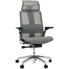 Cadeira de Escritório Comfy Match Pro Tela Mesh Cinza, Suporte SSS, Braço e Apoio de Cabeça 4D