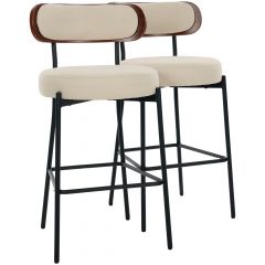 Par de Banquetas Flexy Velin Estrutura Preta e Tecido Creme