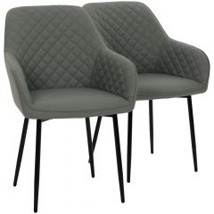 Par de Cadeiras Flexy Luni Base Preta PU Cinza