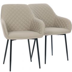 Par de Cadeiras Flexy Luni Base Preta PU Creme