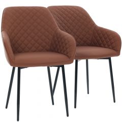 Par de Cadeiras Flexy Luni Base Preta PU Marrom