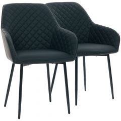 Par de Cadeiras Flexy Luni Base Preta PU Preto