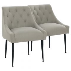 Par de Cadeiras Flexy Nyra Pés em Metal Preto Revestimento Cinza Cromio