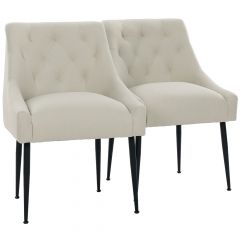 Par de Cadeiras Flexy Nyra Pés em Metal Preto Revestimento Creme