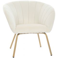 Poltrona Flexy Flora Pés Dourados e Tecido Creme