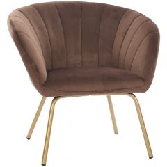 Poltrona Flexy Flora Pés Dourados e Tecido Marrom Walnut