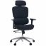 Cadeira de Escritório Comfy Clarity Preta Tecido Preto, Base Alumínio Braço 4D, Assento Deslizante
