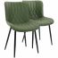 Par de Cadeiras Flexy Zari em Metal e PU Pés Pretos Estofado Verde