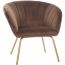 Poltrona Flexy Flora Pés Dourados e Tecido Marrom Walnut