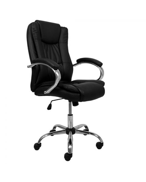 Kit de Cadeiras de Escritório Flexy Virtuous Preta, Giratória e Sistema Relax +  Par de Cadeiras Pretas Fixas