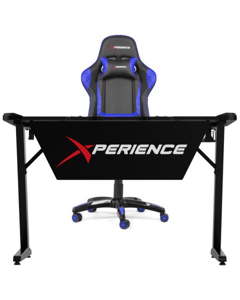 Kit Mesa Gamer + Cadeira Gamer Xperience Pro Azul, Base Giratória e Sistema de Inclinação Avançado