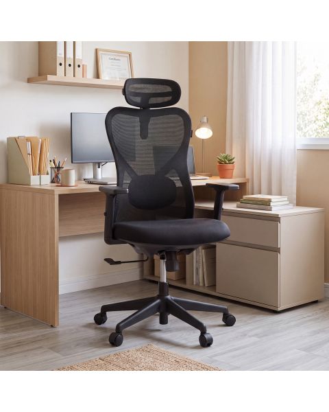 Cadeira de Escritório Comfy Vitally Plus Preta Assento em Espuma Injetada, Relax Avançado