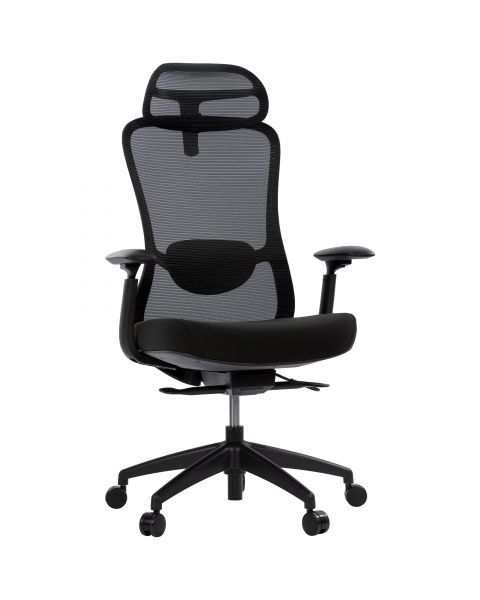 Cadeira de Escritório Comfy Elara Preta Tela Mesh Preta, Mecanismo Syncro Assento Deslizante