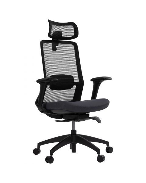 Cadeira de Escritório Comfy Polyn Preta Tela Mesh Preta Braços 4D Mecanismo Syncro Assento Deslizante