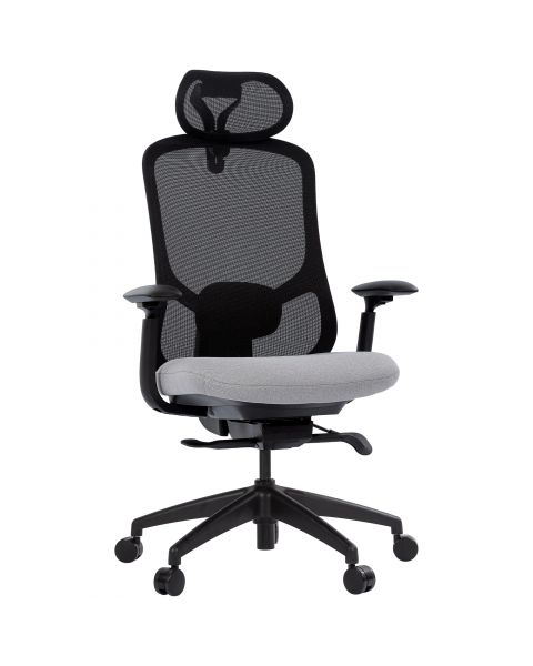 Cadeira de Escritório Comfy Stella Preta Assento Cinza Braços 4D Mecanismo Syncro Assento Deslizante