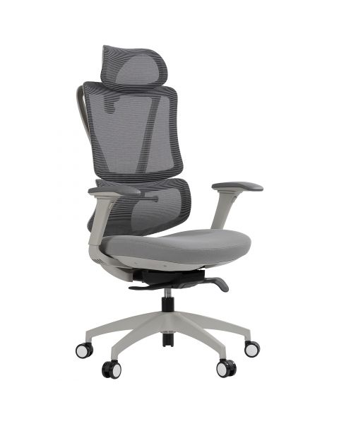 Cadeira de Escritório Comfy Versa Cinza Tela Mesh Cinza, Braço 4D e Assento e Encosto Ajustáveis